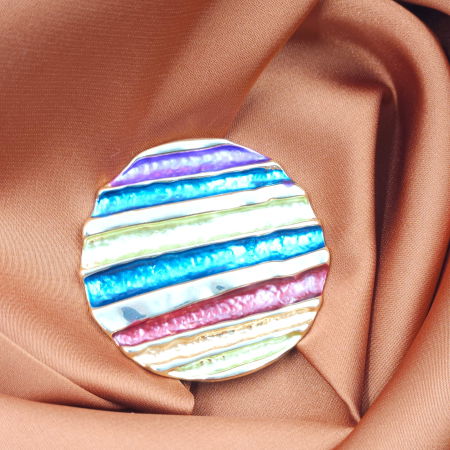Brosa magnetica aurie, model geometric rotund cu elemente emailate multicolore [2]