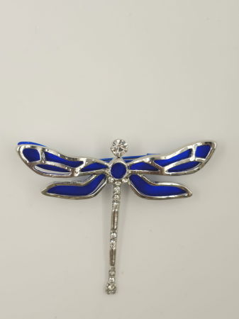 Brosa metalica argintie cu albastru electric, libelula cu pietricele argintii [1]