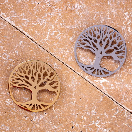 Brosa rotunda metalica Pomul Vietii argintiu [1]