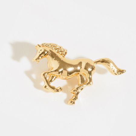 Broșe - Brosa metalica aurie calut - anul Calului, ce simbolizeaza libertatea, independenta, faima si succesul