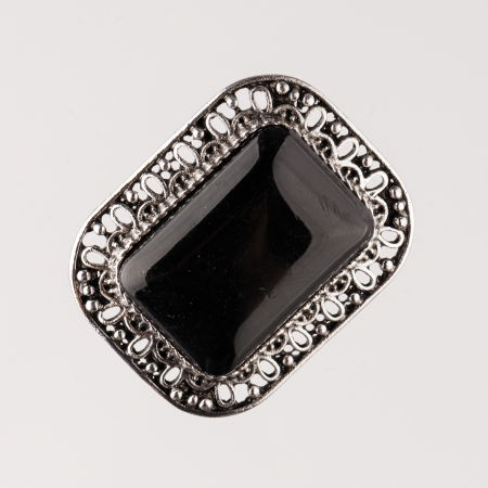 Brosa metalica argintie, dreptunghi cu piatra naturala de ochi de tigru [2]