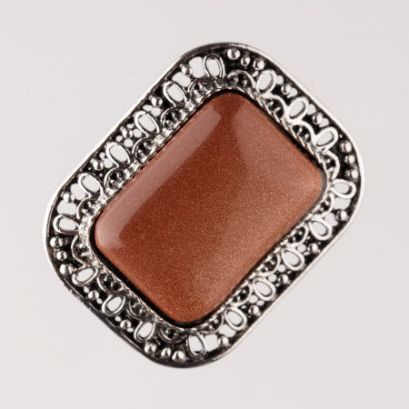 Broșe - Brosa metalica argintie, dreptunghi cu decoratiune din piatra lunii