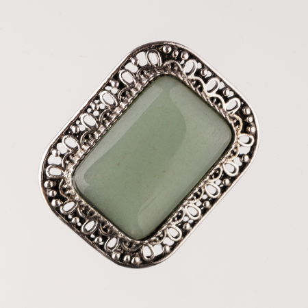 Brosa metalica argintie, dreptunghi cu piatra naturala de ochi de tigru [3]