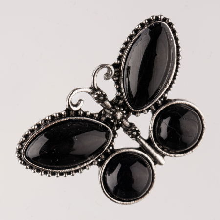 Broșe - Brosa metalica argintie fluture cu pietre naturale din onix