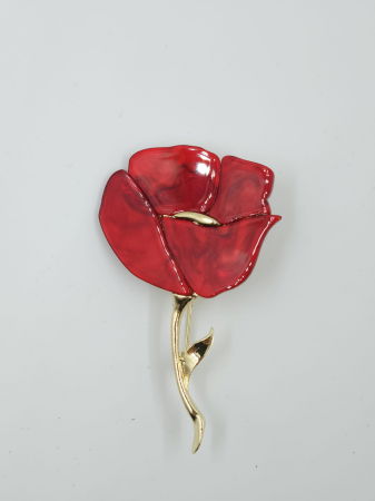 Brosa metalica aurie, mac rosu, produs premium [3]