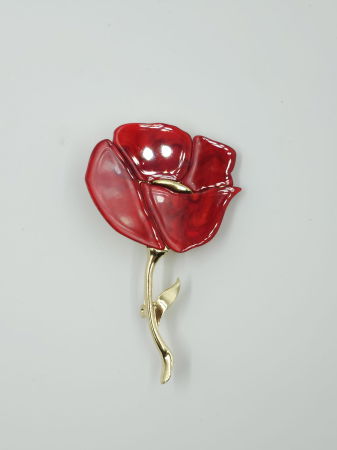 Brosa metalica aurie, mac rosu, produs premium [2]