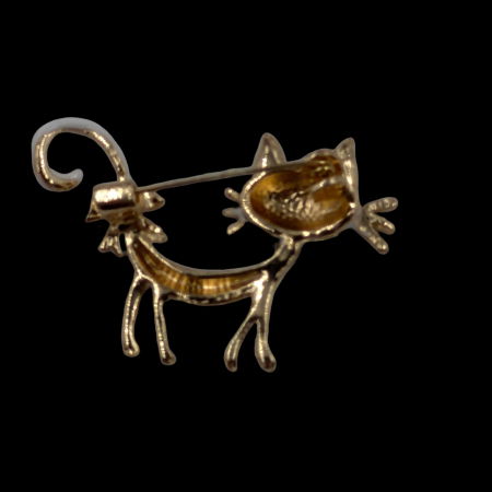 Brosa eleganta pisica alba din metal cu strasuri rosii [1]