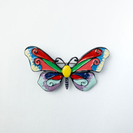 Broșe - Brosa metalica emailata fluture multicolor