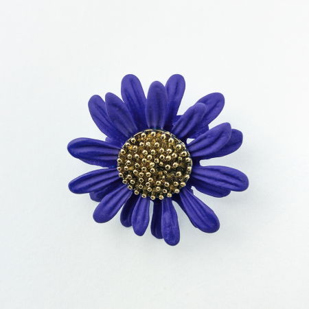 Broșe - Brosa metalica floricica cu petale albastru mat si auriu