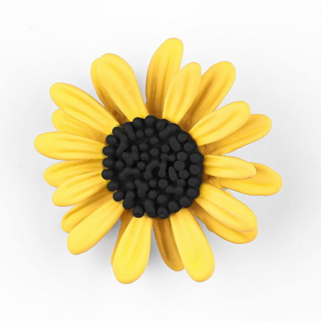 Bijuterii Noutați - Brosa metalica floricica cu petale vopsite galben mat si negru