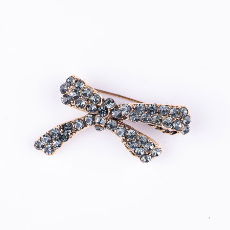 Broșe - Brosa metalica fundita auriu antichizat cu pietricele albastrui pe toata suprafata