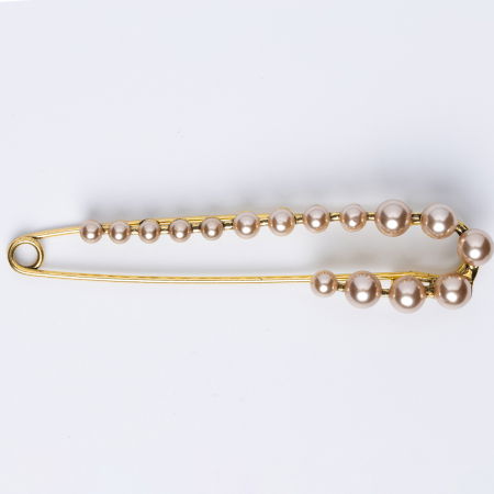 Promoții Accesorii & Bijuterii - Brosa metalica aurie tip ac cu perle sintetice aurii