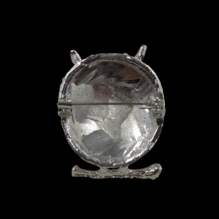 Brosa eleganta bufnita din metal cu perlute artificiale [1]