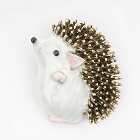 Broșe - Brosa pandant metalica arici cu tepii in relief, auriu