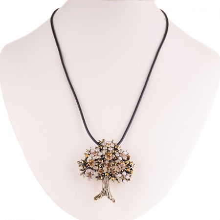 Brosa pandant metalica Pomul Vietii auriu cu pietricele in nuante aurii [1]