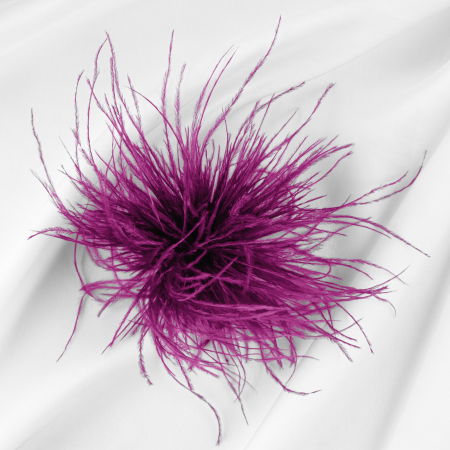 Broșe - Brosa puf pene fine magenta cu diametru de 15 cm, cu clips pentru par