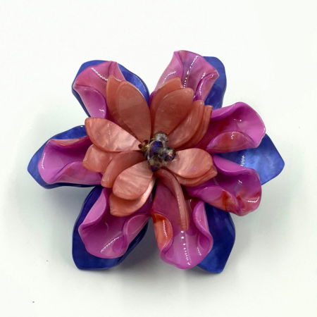 Brosa statement florala din rasina, cu petale mov-albastre [1]