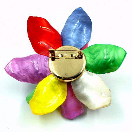 Brosa statement florala din rasina, cu petale multicolore [1]
