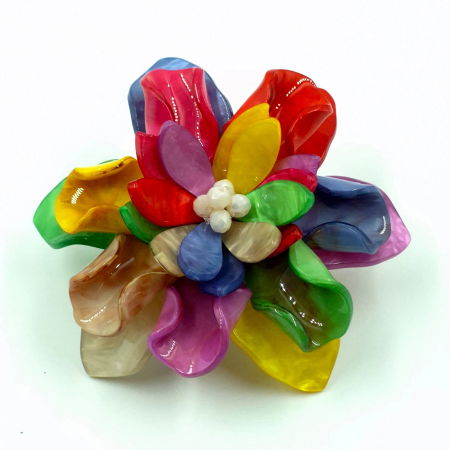 Bijuterii Fashion - Brosa statement florala din rasina, cu petale multicolore
