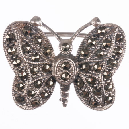 Brosa fluturas din argint 925 cu pietre foarte fine de marcasite [4]