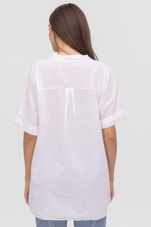 Camasa alba subtire, de vara, din batist de bumbac, cu imprimeu chip si papadii [2]