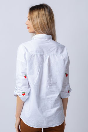 Camasa alba din bumbac broderii cu cirese [2]
