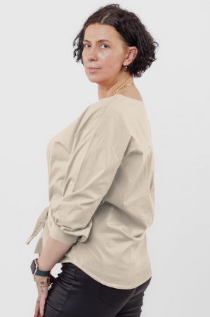 Camasa bej din poplin de bumbac cu funda in fata [1]