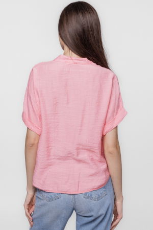 Camasa corai din vascoza creponata, cu guler tunica si nod in fata [2]