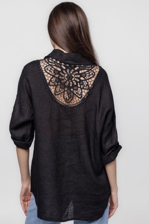 Camasa neagra lejera, din in cu dantela pe spate [2]