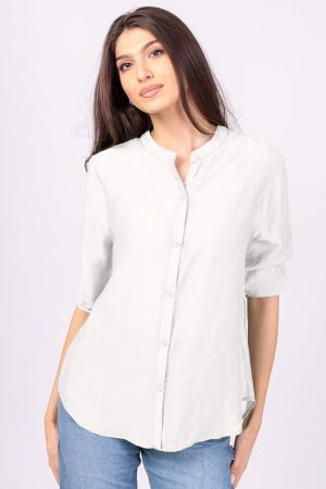 Cămăși Casual - Camasa alba, subtire, cu guler tunica