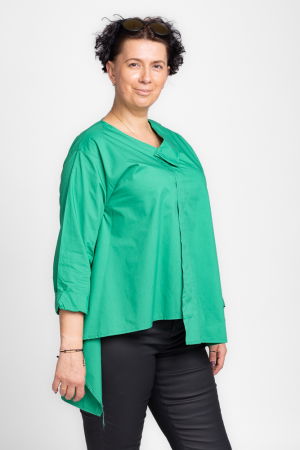 Bluze & Cămăși & Tricouri - Camasa asimetrica din poplin de bumbac cu decolteu V, verde