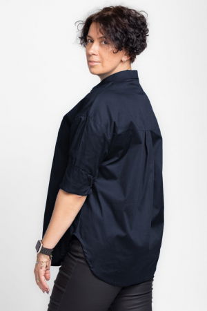 Camasa dreapta din poplin de bumbac, bleumarin [1]