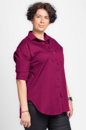 Camasa dreapta din poplin de bumbac, mov zmeura [2]