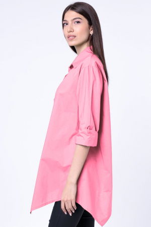 Camasa roz din poplin satinat de bumbac, cu un colt lateral [2]
