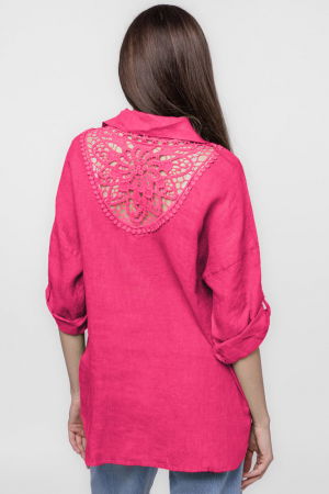 Camasa fucsia lejera, din in cu dantela pe spate [2]