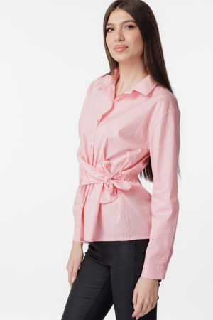 ÎMBRĂCĂMINTE - Camasa clasica, din poplin de bumbac, cu nod pe talie, roz