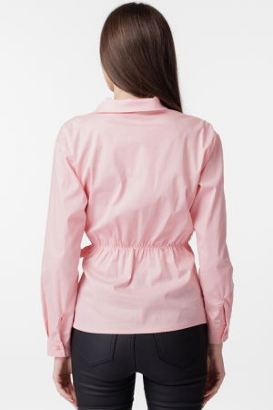 Camasa clasica, din poplin de bumbac, cu nod pe talie, roz [2]