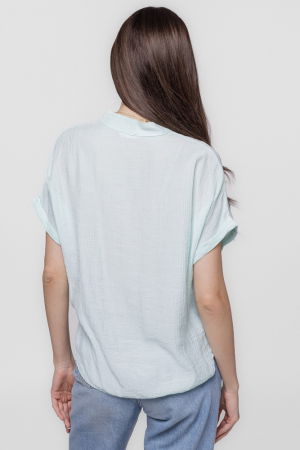 Camasa verde pastel din vascoza creponata, cu guler tunica si nod in fata [2]