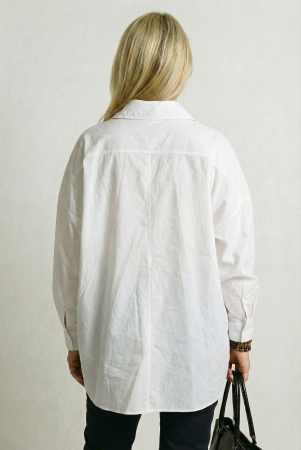 Camasa dama lejera din bumbac cu nasturi decorativi argintii metalici – alba [2]