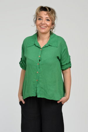 Cămăși din In - Camasa din in cu coada de randunica, verde