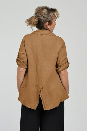 Camasa din in cu coada de randunica, camel [2]