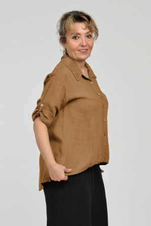 Camasa din in cu coada de randunica, camel [1]
