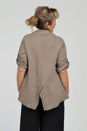 Camasa din in cu coada de randunica, bej inchis [2]