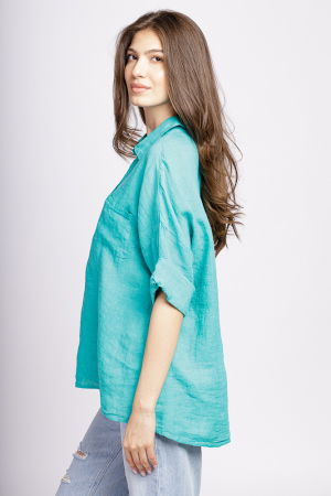 Camasa din in turcoaz cu siret pe spate in dreptul gulerului [1]