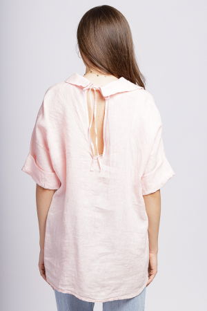 Camasa din in roz cu siret pe spate in dreptul gulerului [1]