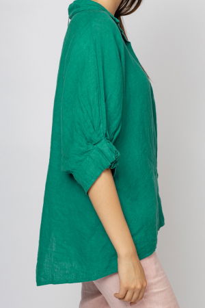 Camasa din in verde cu siret pe spate, Stella Milani [2]