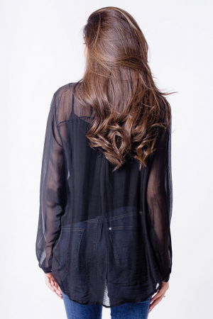 Camasa din matase si vascoza neagra, cu dublura [2]