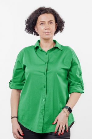 Bluze & Cămăși & Tricouri - Camasa din poplin de bumbac cu dantela pe spate, verde