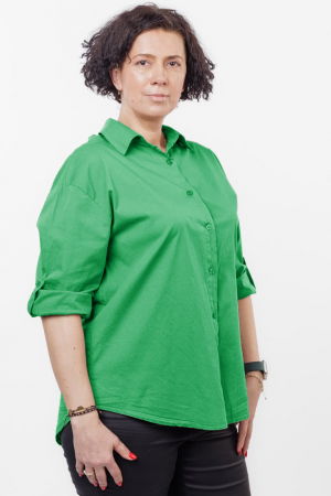 Camasa din poplin de bumbac cu dantela pe spate, verde [1]