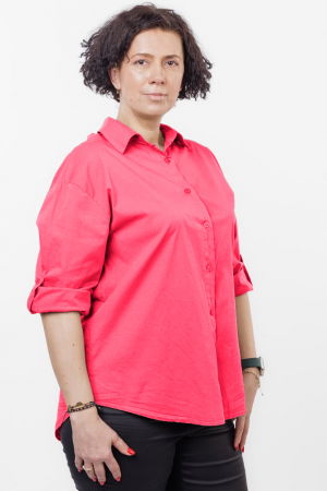 Camasa din poplin de bumbac cu dantela pe spate, fucsia [1]